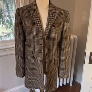 Ralph Lauren 100% lambswool long Plaid Blazer